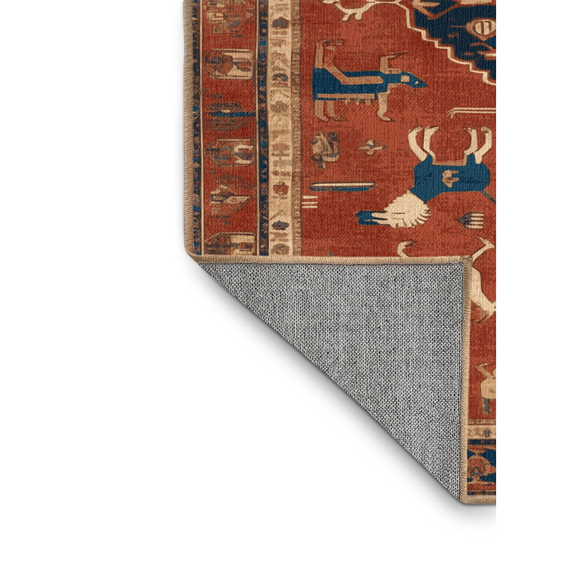 Machine Washable Persian Brown Area Rug, Round 7'
