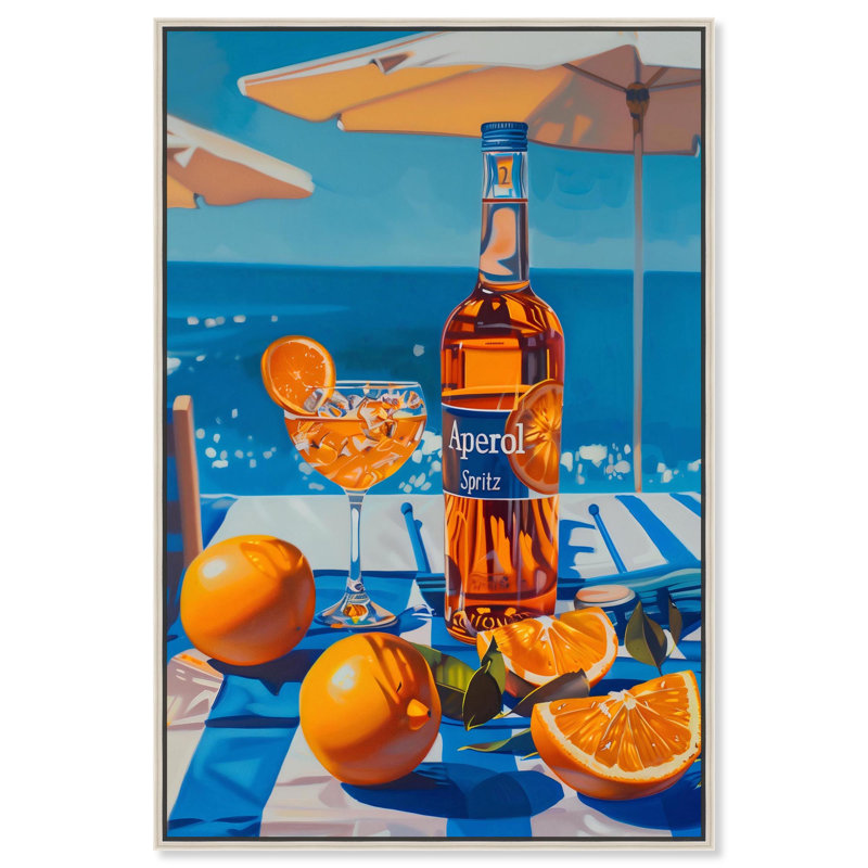 «Coastal Aperol» par Art Remedy, Noir, H 16 po x l 11 po, Cadre flottant