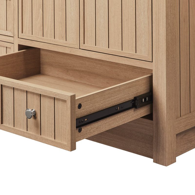 Meuble-lavabo double 60 po avec comptoir en quartz blanc Thassos Aula, Chêne naturel nordique