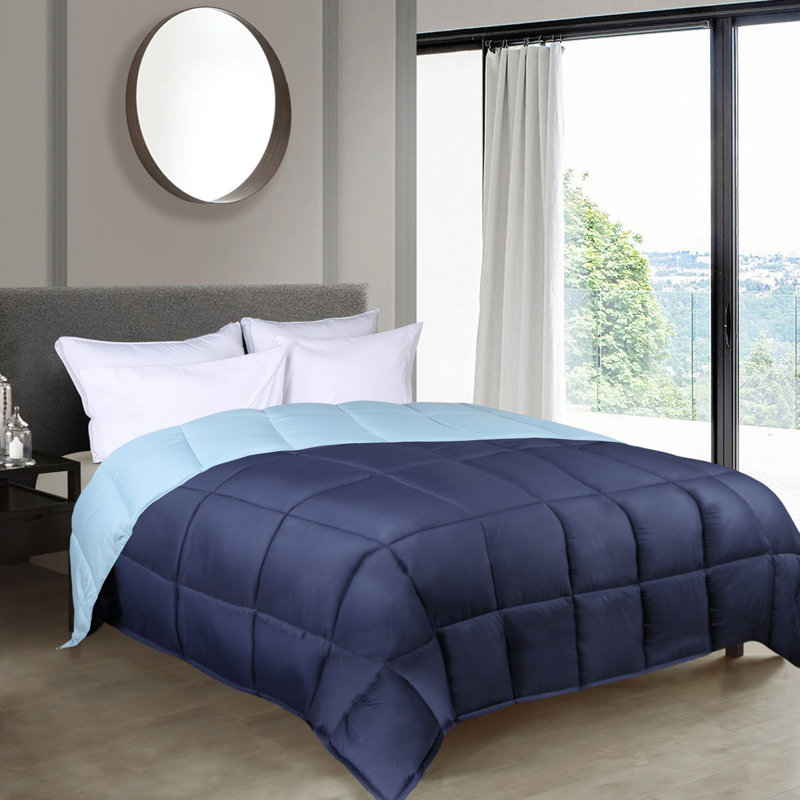 Superior Grand Down Alternative All Season Reversible Comforter, Twin XL Comforter, Navy Blue - Light Blue