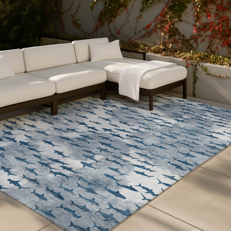 Machine Washable Indoor/Outdoor Chantille ACN2594 Animal Rug, Blue, 2'6" x 3'10"
