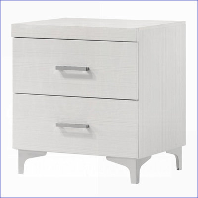 Table de chevet moderne en bois blanc avec 2 tiroirs Pieds en métal pour chambre à coucher