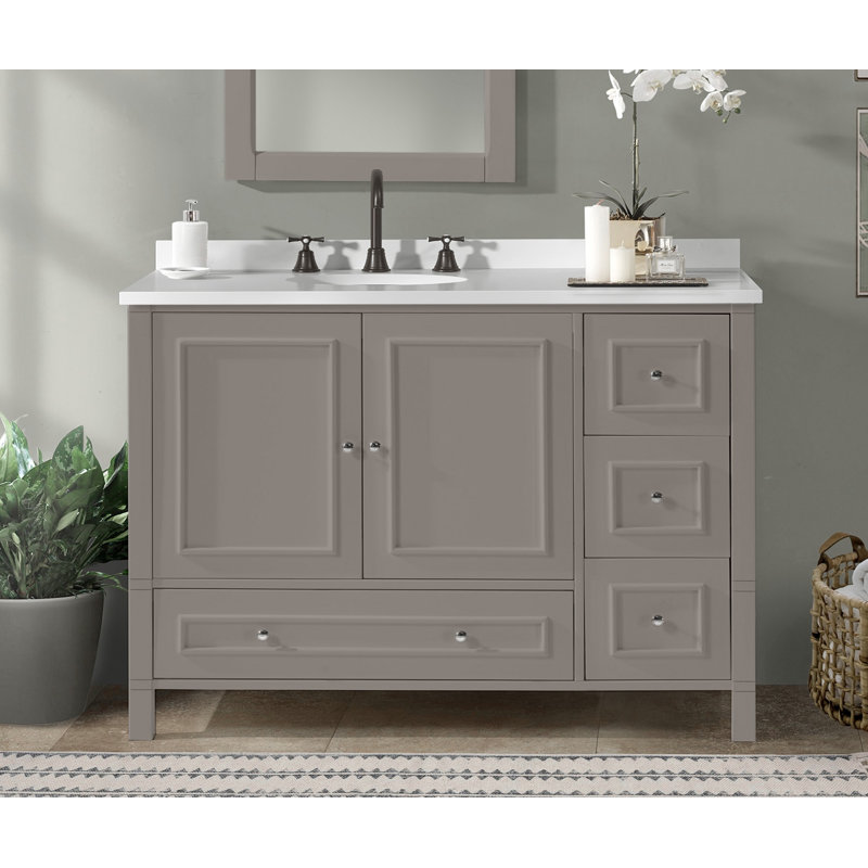 Meuble-lavabo simple Williamsburg (L) 48 po x l 21,3 po x H 34 po (base seulement), gris, Gris
