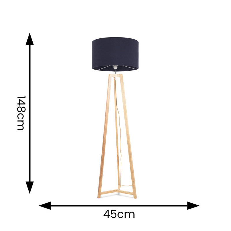 Rhavyn 148cm Traditional Floor Lamp, Navy Blue, Natural