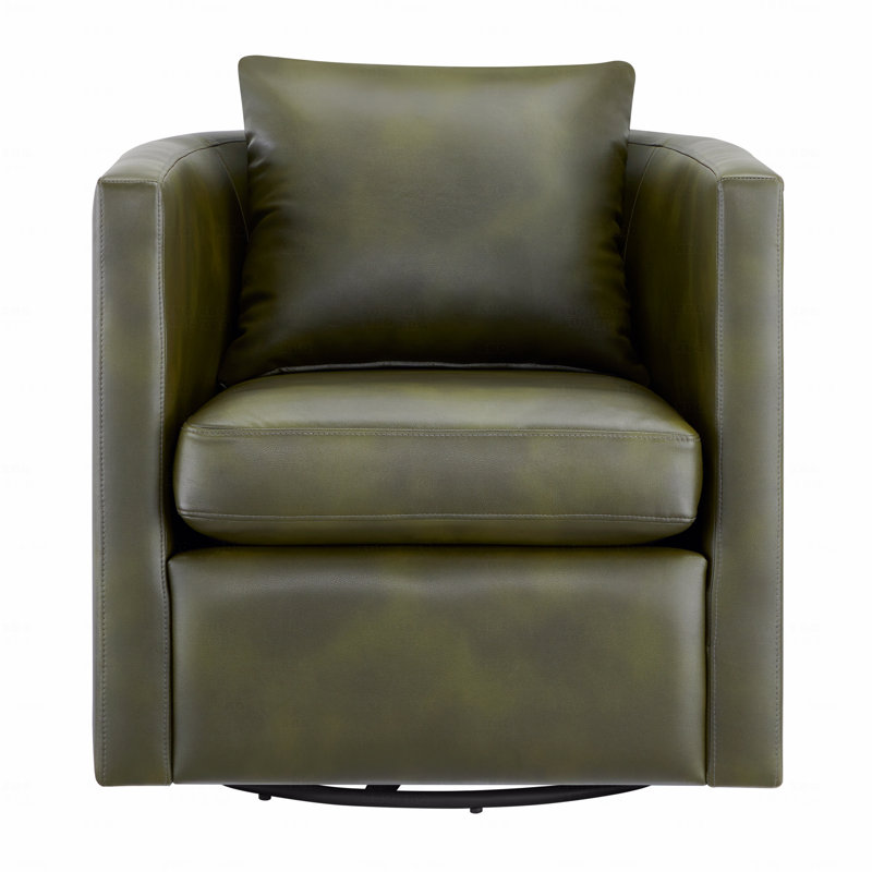 Fauteuil d'appoint pivotant à fonction demi-tonneau - Revêtement en similicuir vert, Vert