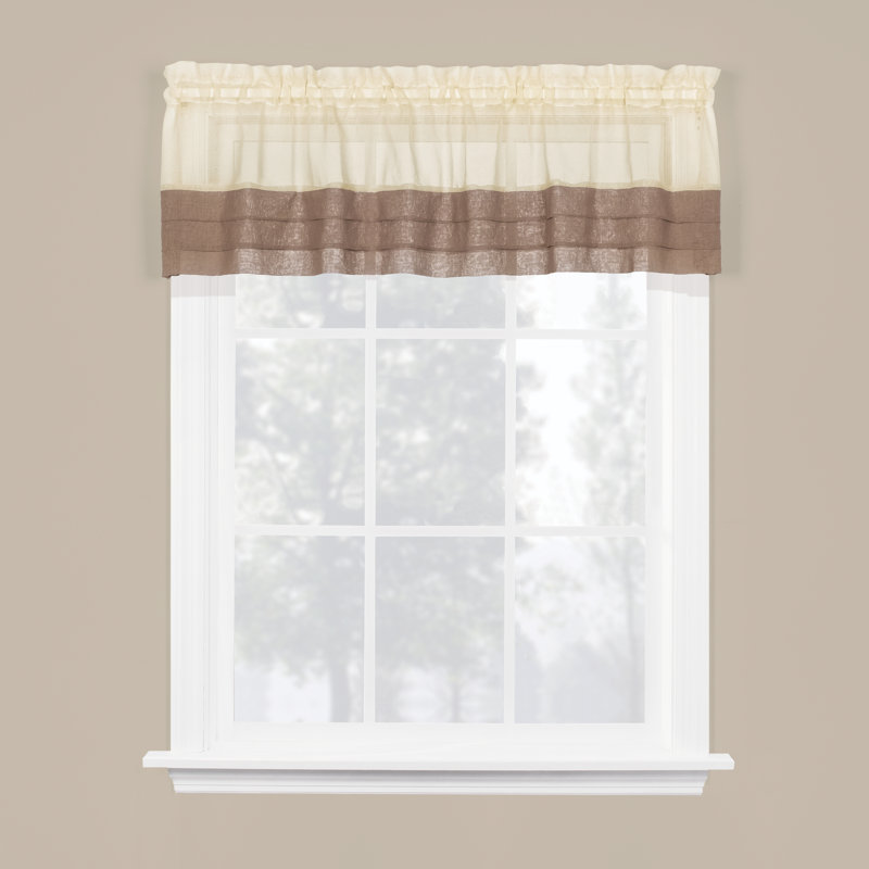 Wicksham Striped Ruffled Window Valance, Cream/Brown