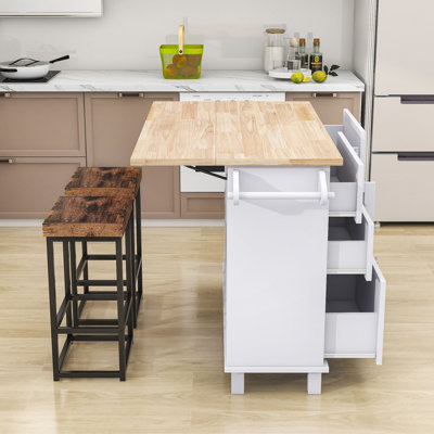 Kitchen Island Set With Drop Leaf And 2 Seatings by Red Barrel Studio