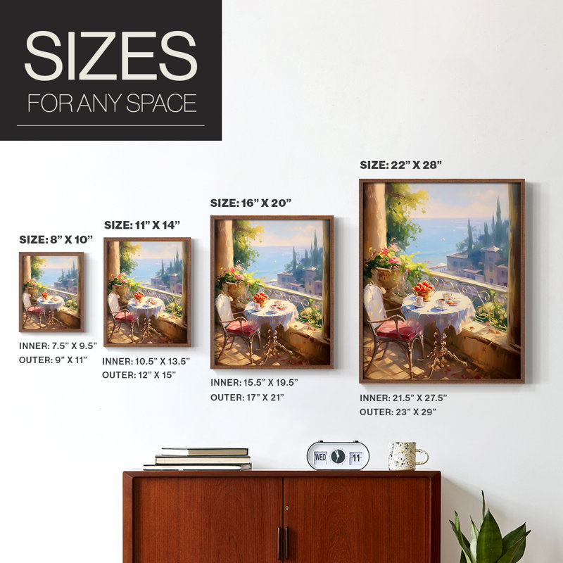 Reproduction encadrée FLORAL Series DCCXLII - bois massif, Noyer, H 30 po x l 24 po