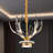 Acrylic Antler Chandelier Ceiling Light Fixtures, Clear Deer Antler Chandelier Lighting, Dimmable Deer Horn Pendant Light - Straight Antler & Gold 19.7" Single Tier 3 Lights