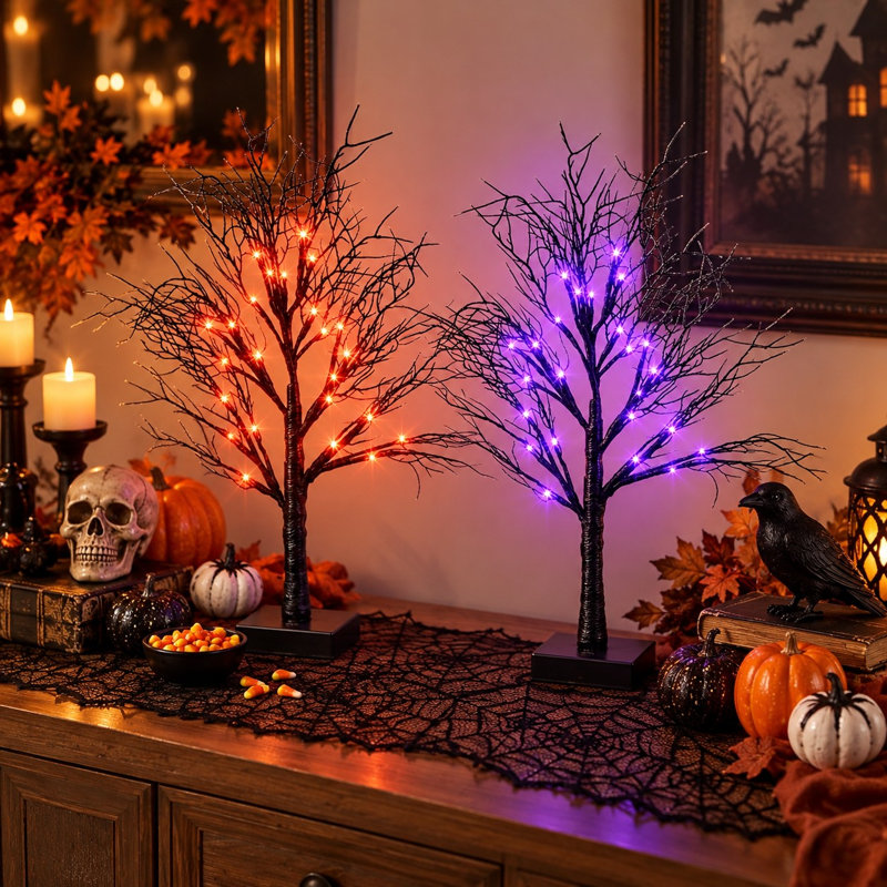 Décoration pour arbre d'Halloween noir 22 po