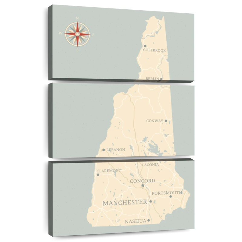Carte de Aliaz, New Hampshire, H 32 po x l 20 po