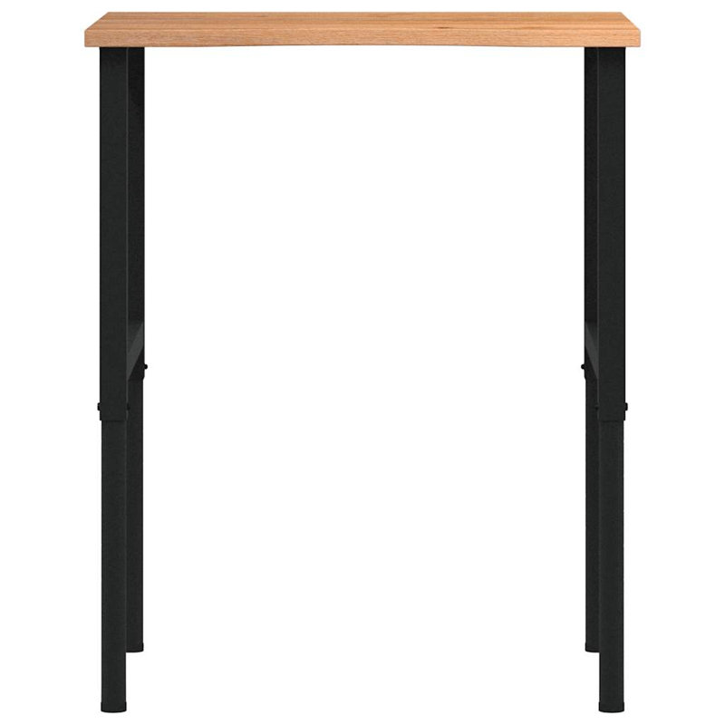 Solid Wood Top Height-Adjustable Workbench, Brown/Black, 98cm H x 80cm W x 60cm D