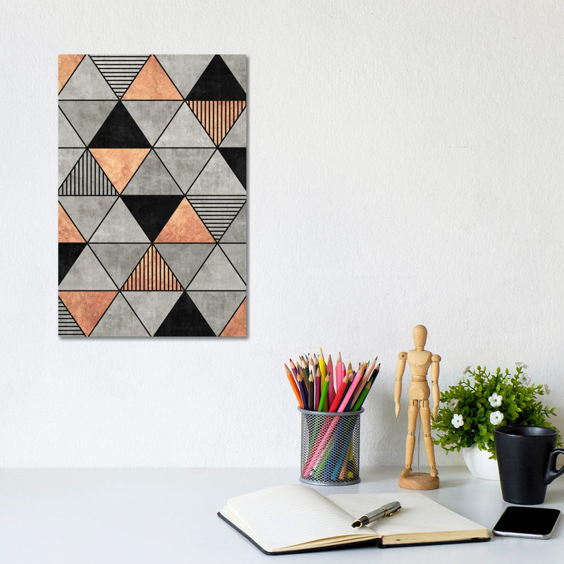 Béton et triangles de cuivre 2, H 18 po x l 12 po x P 1,5 po