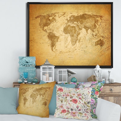 Ancienne carte du monde X - reproduction de cadre flottant sur toile