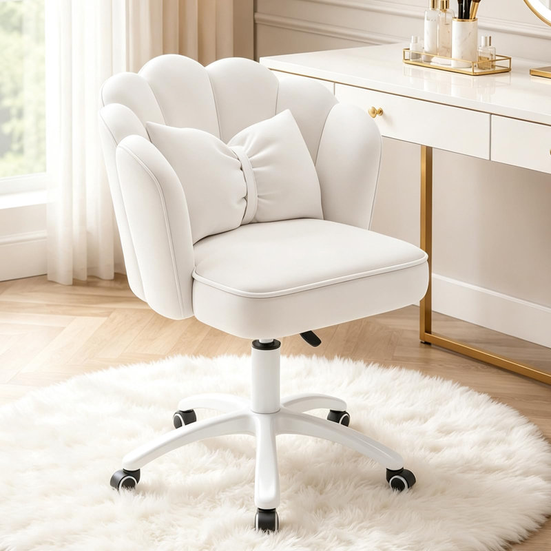 Blue Elephant Velvet Task Chair, White