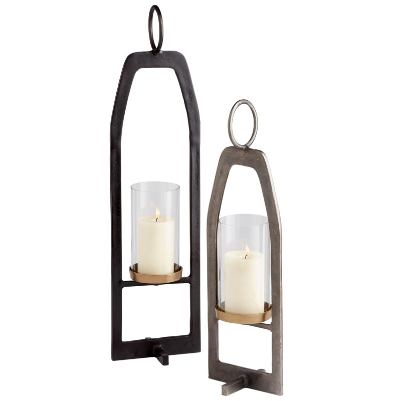 Hubert Tabletop Lantern, Bronze, 36" H x 9.5" W x 7" D