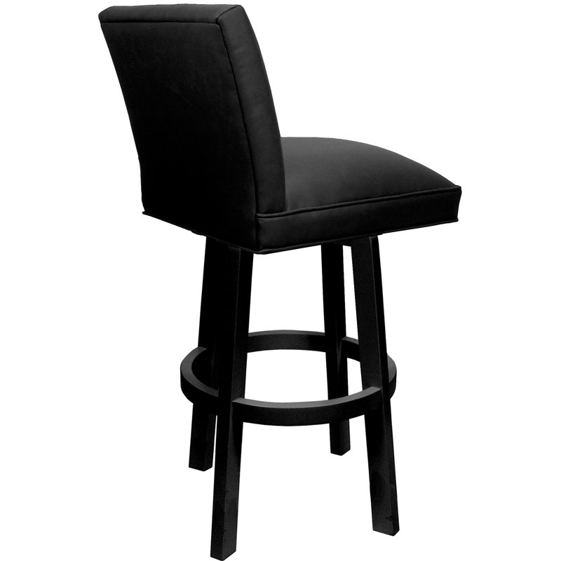 Swivel Wood Counter Stool - 26" Seat Height, Black Seat/Black Base