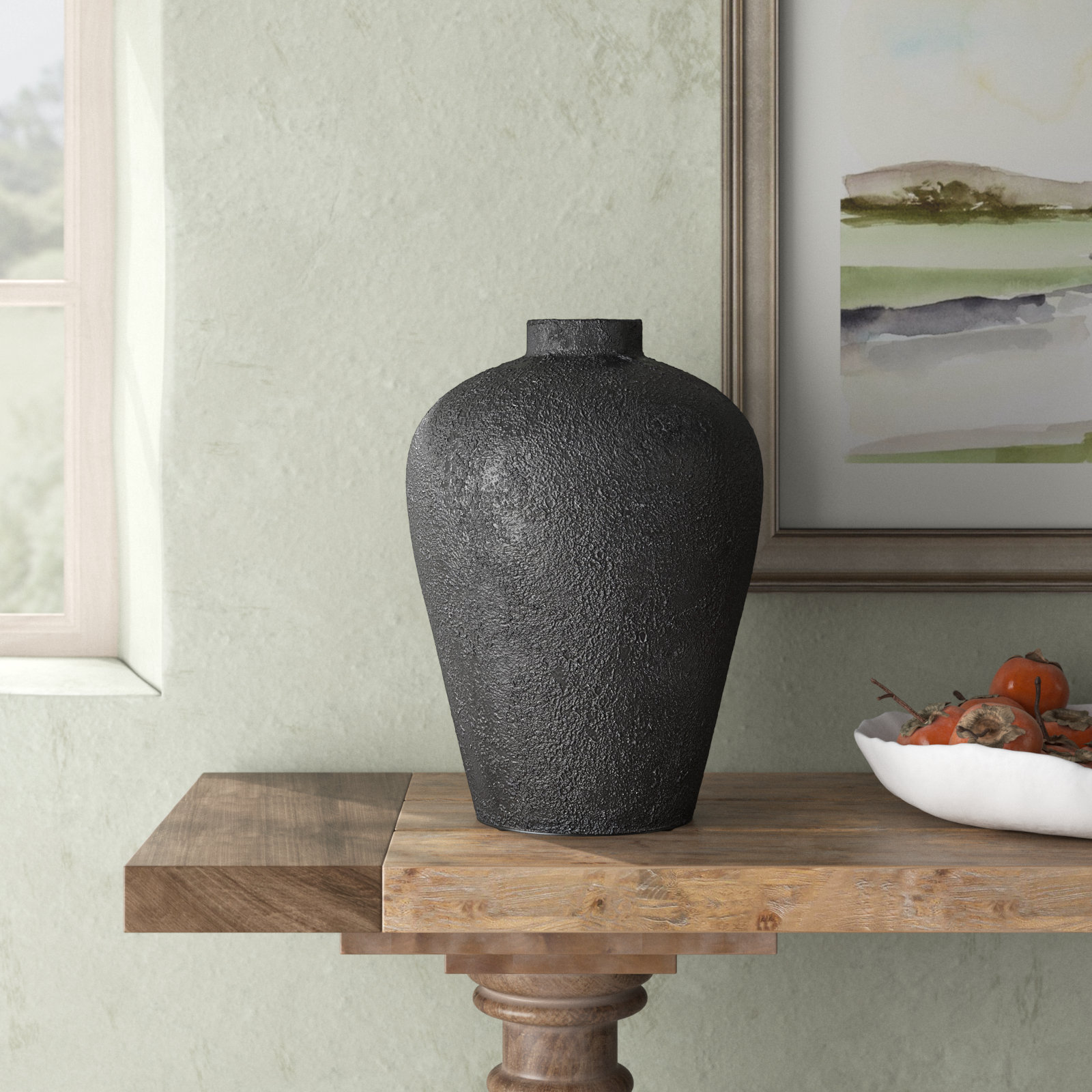 Carino Terracotta Table Vase, Black