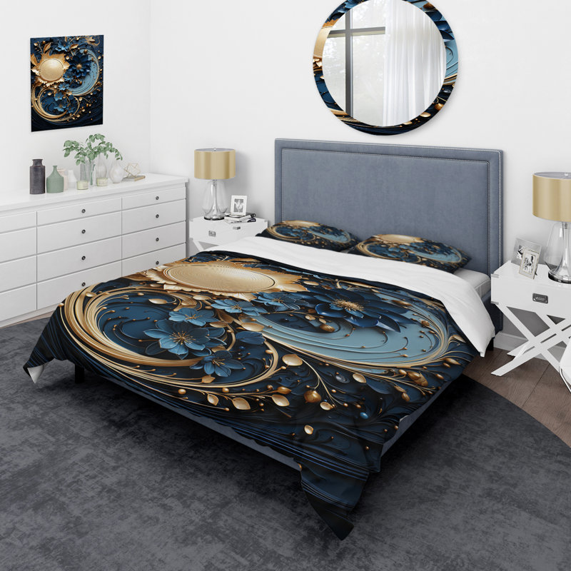Ensemble de housse de couette en encre liquide en spirale en microfibre / polyester