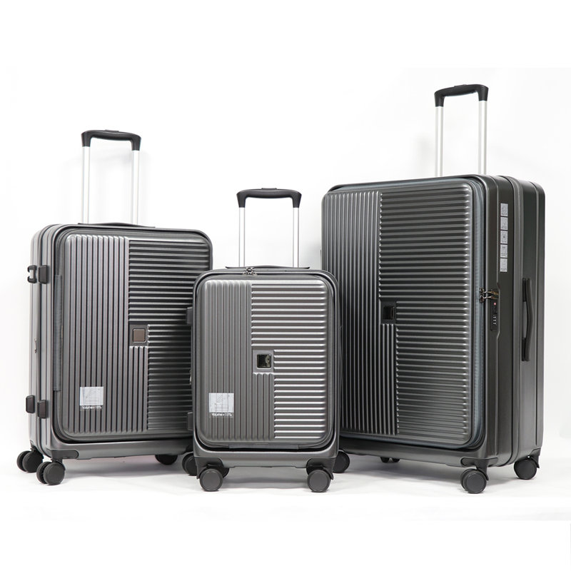 Luggage,with front opening,TSA approved lock,hardshell suitcase, Cement Grey
