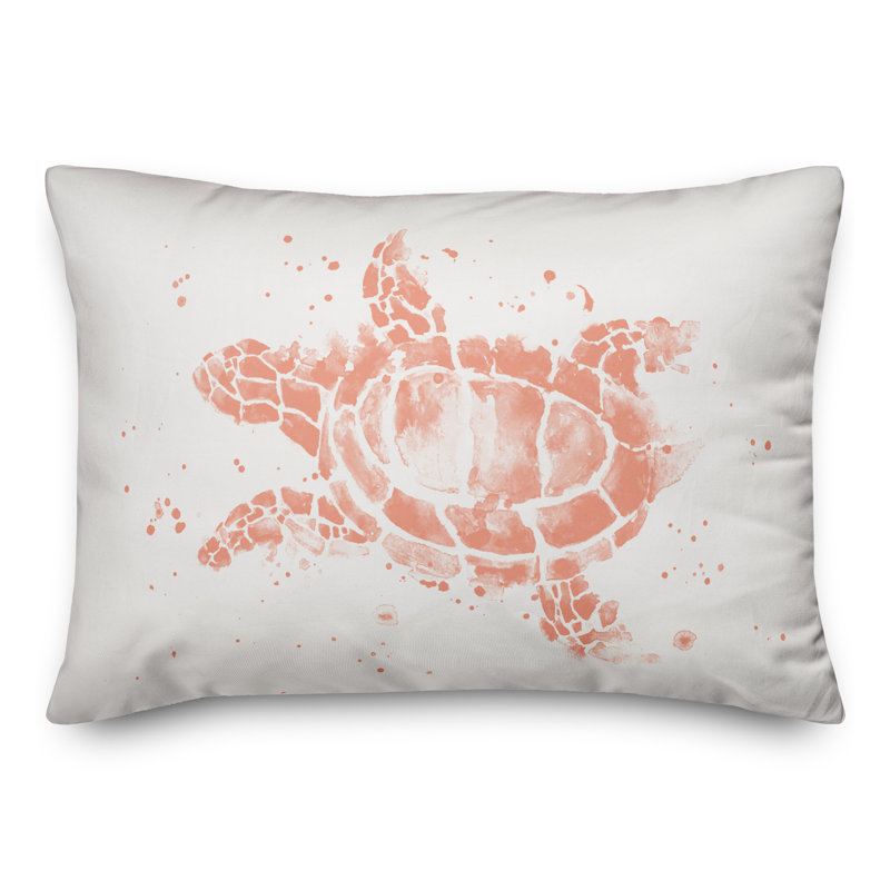  Housse et insert de coussin rectangulaire Splatter Sea Turtle, Orange