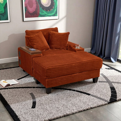 Canapé 74 po multifonctionnel avec repose-pieds Bluetooth et table USB