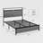 Bed frame full size, wooden platform bed frame with storage LED light headboard and 2 USB, no noise, no spring mattress required and simple assembly tools, large underbed storage, Antique Grey 
