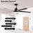Modern Wood Ceiling Fan With Light And Remote Control,6-Speed Noiseless Reversible Dc Motor, Ceiling Fan For Kitchen Dinning Living Room