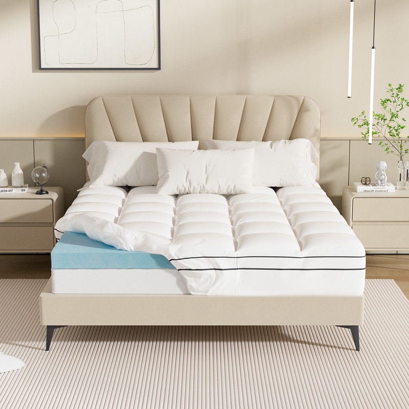 4" Memory Foam Mattress Topper with 8-21 Inch Deep Pocket, Queen