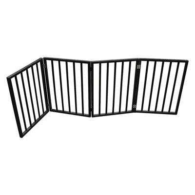 Stylish Dark Brown Pet Gate - Foldable And Practical Limiting In Home Doorway Staircase For House Wooden Freestanding Transportable Access Control Stairs & Doorways
