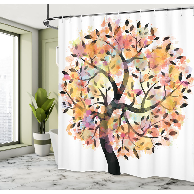 Shower Curtain with Hooks Included, 70" H x 69" W