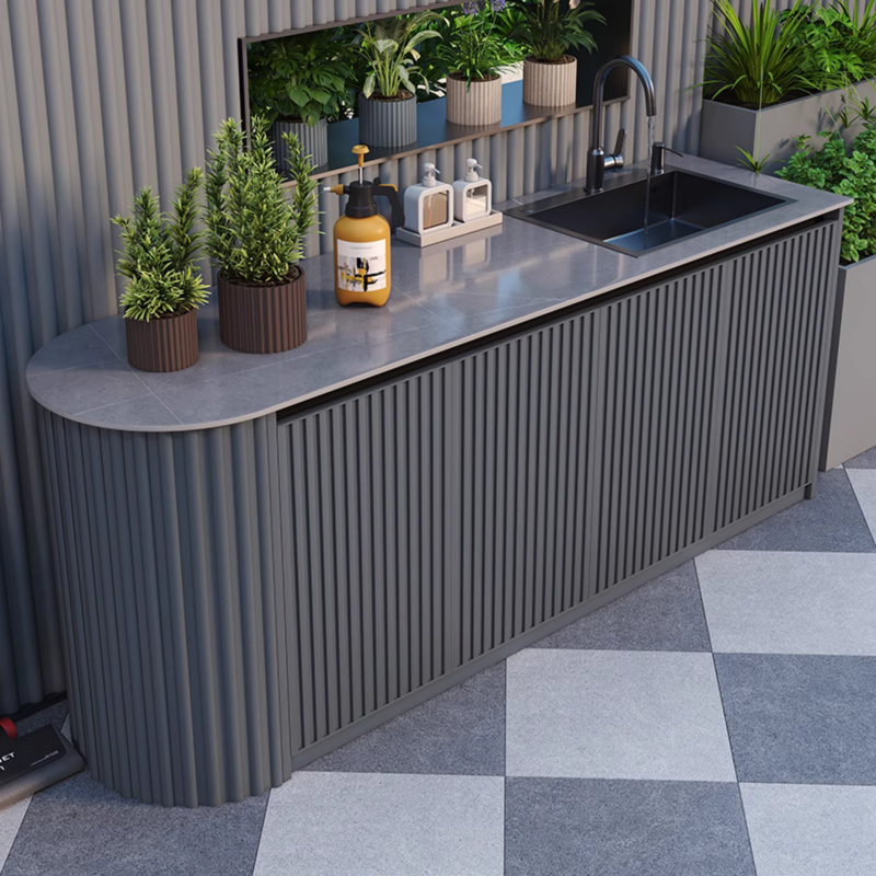 Meuble-lavabo d'extérieur à panneau basculant tout aluminium