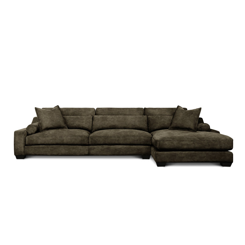 Montecarlo Chaise Sectional, Left Hand Facing, Graphite Coyote Genuine Leather