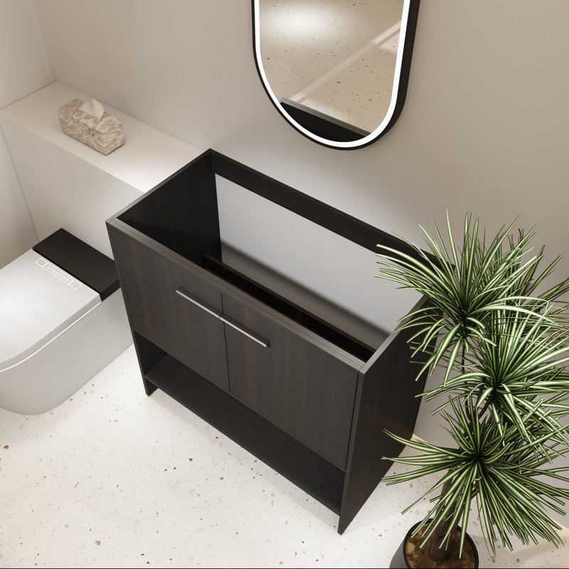 Base de meuble-lavabo autoportant 36 po avec 2 portes, Noir