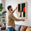Vertical Forms in Motion Geometric - Wrapped Canvas-131764298-131764299