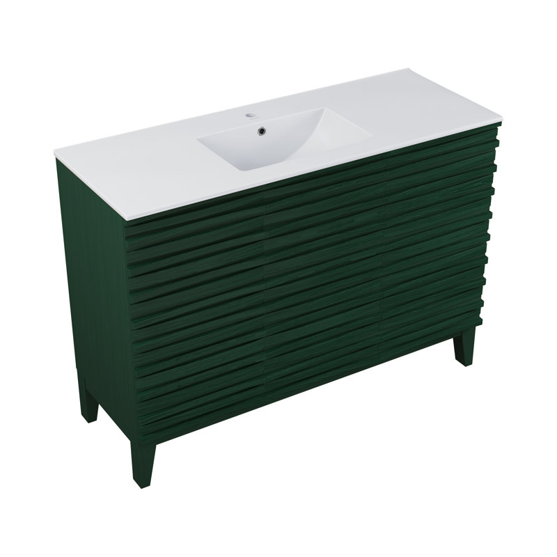 Ensemble de meuble-lavabo autoportant Cascade, Trou unique, Blanc lustré