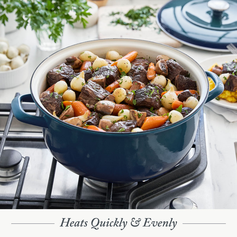 Aegean Teal 7-Quart Enameled Cast Iron Round Dutch Oven with Lid