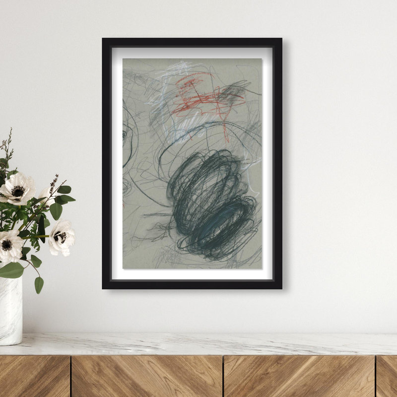 Oliver Gal Scribbles Abstract - Luxury Shadowbox Framed Wall Art, 25.5" H x 17.5" W, Black