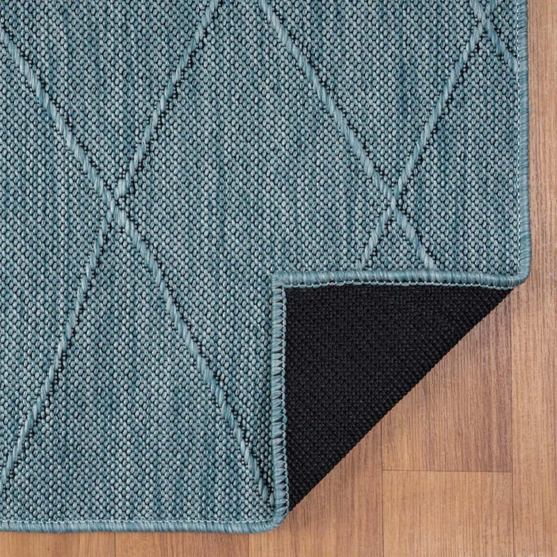 Modern Outdoor Geometric Area Rug, Non-Slip Washable Carpet, Rectangle 5' x 7'