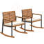Ensemble de 2 chaises berçantes d'extérieur en bois d'acacia avec accoudoirs Outsunny, coussin, blanc crème