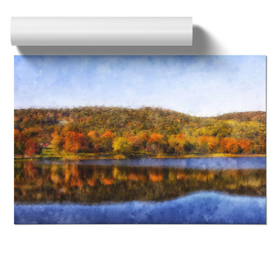 Connecticut Forest and Lake Painting - Frameless Print