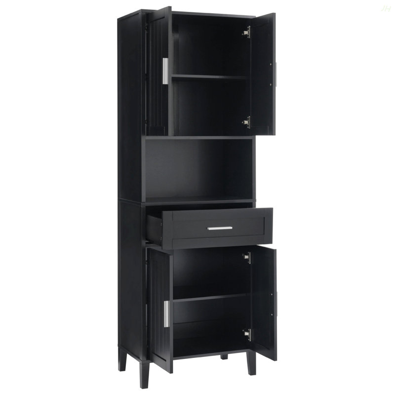 70.9" High Freestanding Tall Bathroom Cabinet With A Drawer, 2 Cabinets, 4 Soft-Close Doors, 2 Adjustable Shelves, Open Storage, For Bathroom, Living Room, Laundry Room