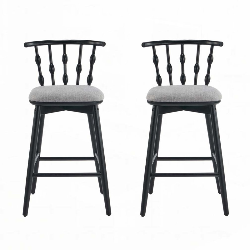 Wooden Barstool, Gray/Black
