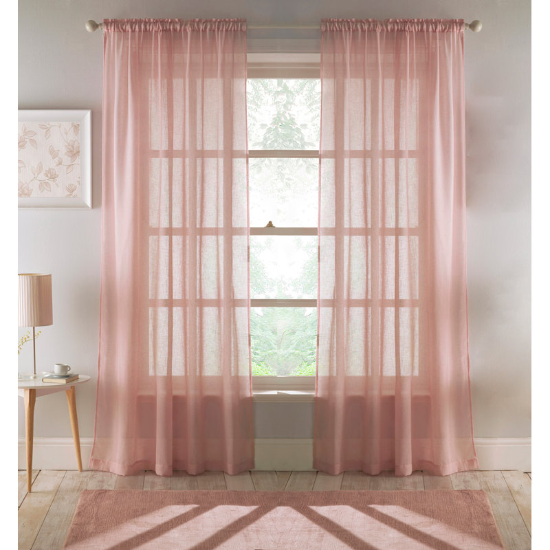 Roehit Sheer Curtain Pair, Blush, 140cm Width x 122cm Drop