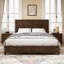 Ensemble de chambre à coucher 3 pièces avec un grand lit et 2 tables de chevet, brun noyer-384760173-384760162