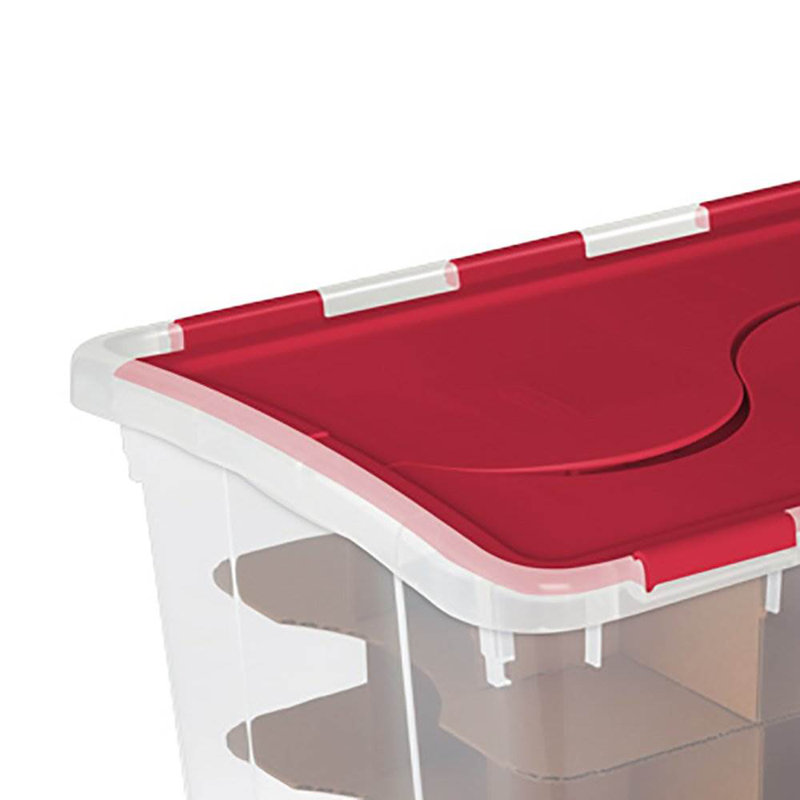 Sterilite 6 Pack 48 Quart Hinged Lid 270 Total Holiday Ornament Storage Boxes