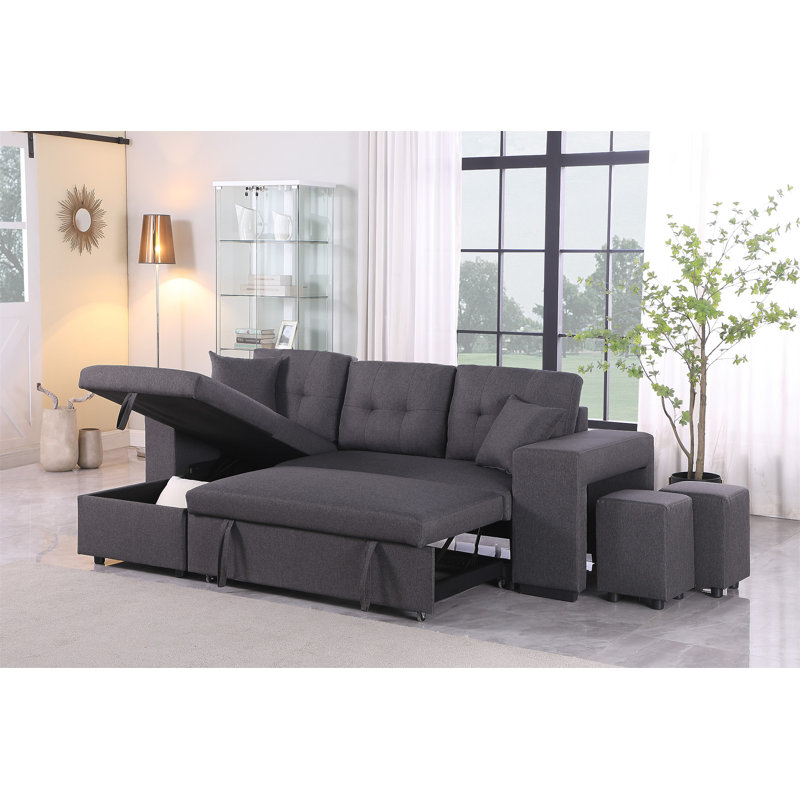 Canapé modulaire réversible avec causeuse coulissante Daniel, Gris foncé