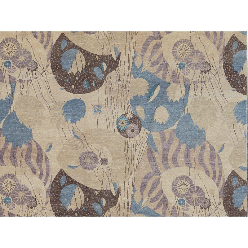 Hand-Knotted High-Quality Ivory and Ivory Area Rug