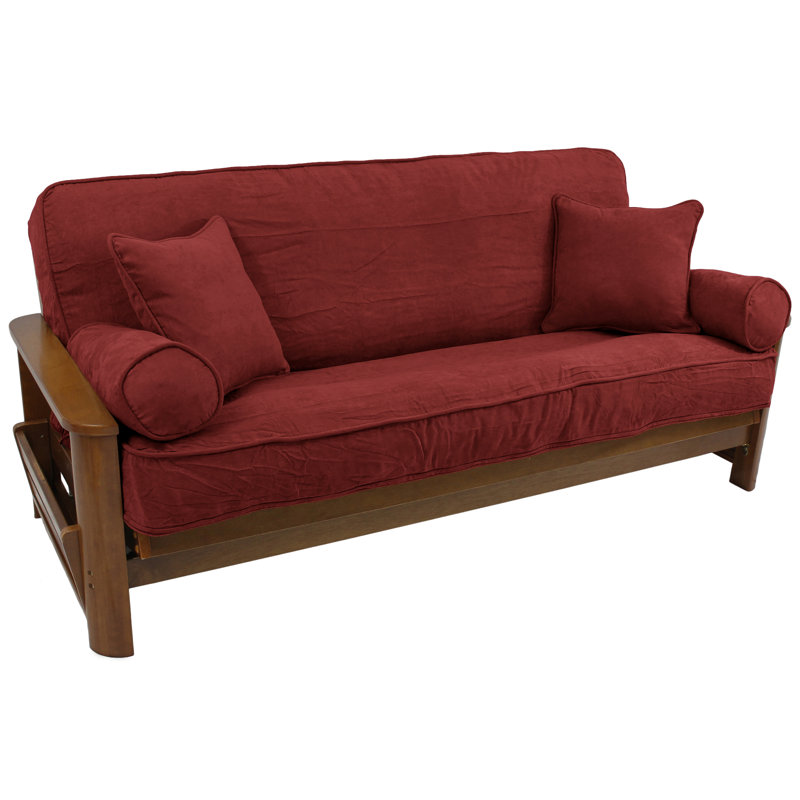 Housse pour futon à coussins carrés/rectangulaires, 3 pièces, Vin rouge