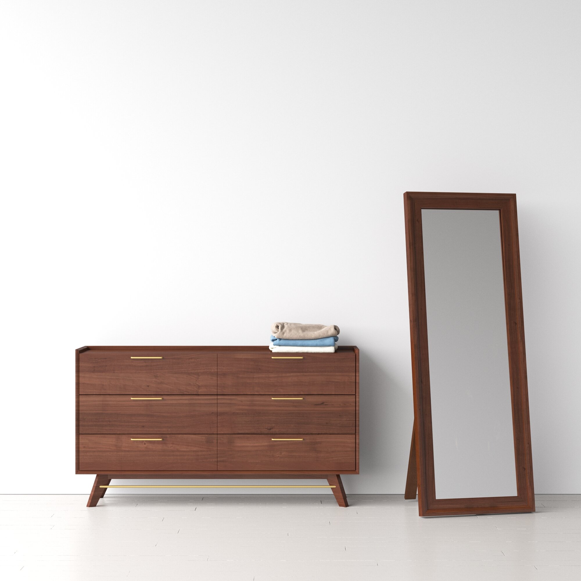 Coaster Louis Philippe 203963+203964 6 Drawer Dresser and Vertical Mirror  Combination, Value City Furniture